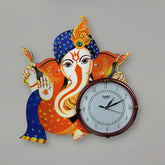 Handmade Wooden Lord Ganesha Design Analog Wall Clock